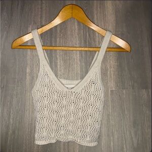 Freshman 1996 Cream Crochet Knit Crop Tank Top Size Small
